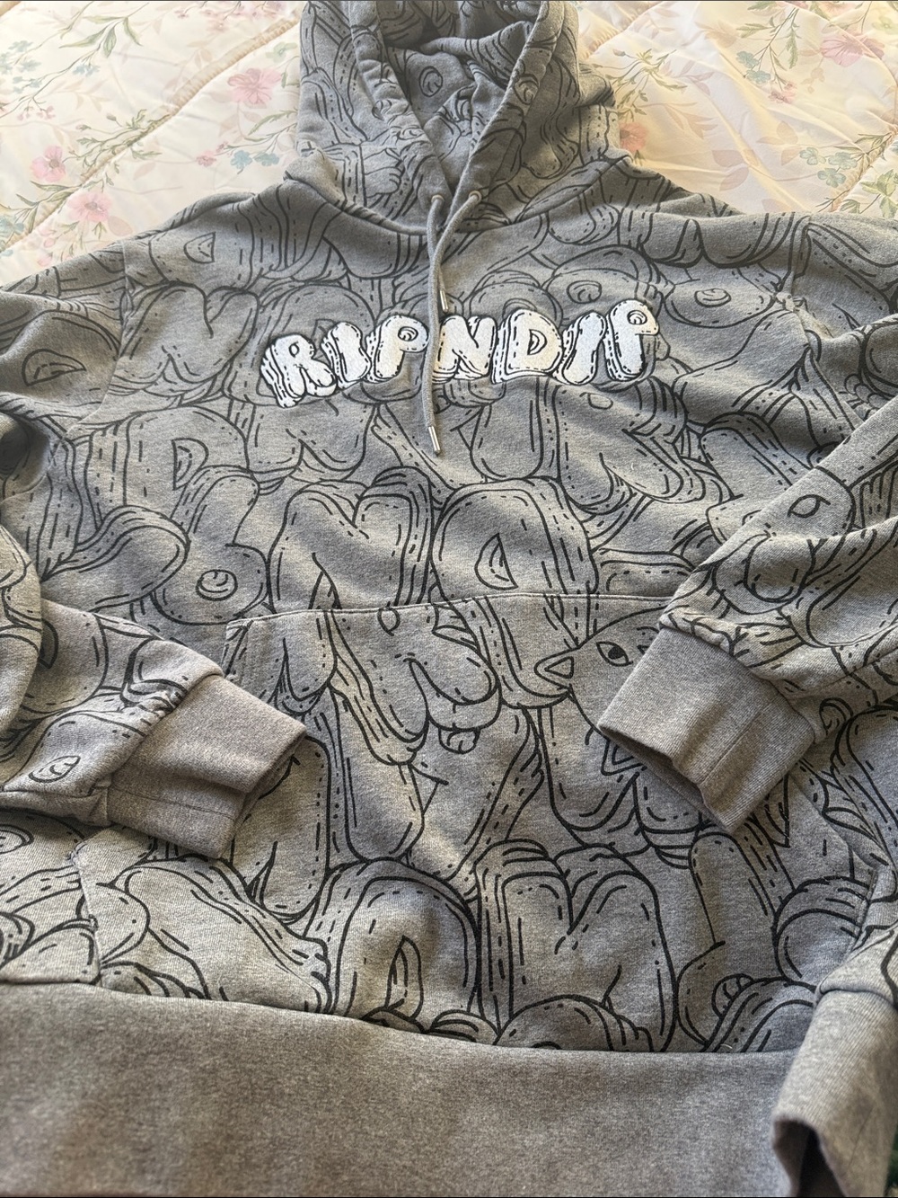 Ripndip Gray bubble bobble Graphic Hoodie cotton size M mens out of stock